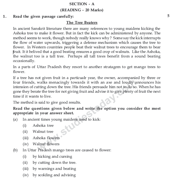 CBSE Class 9 English Communicative Sample Paper Set 22